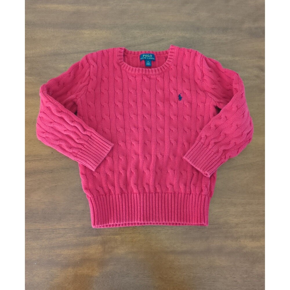 Polo Ralph Lauren Cable-Knit Cotton Sweater Red beBoys/kids size 6 GUC